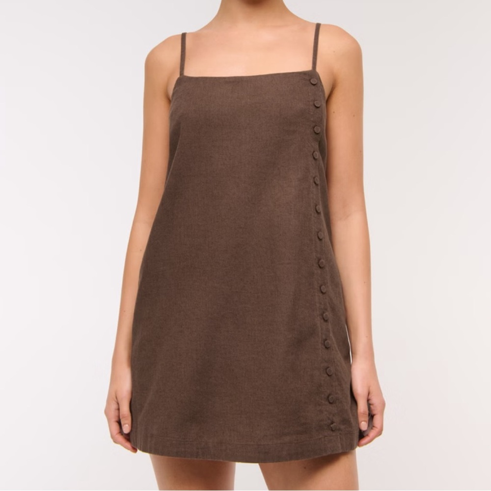 Linen blend button skort